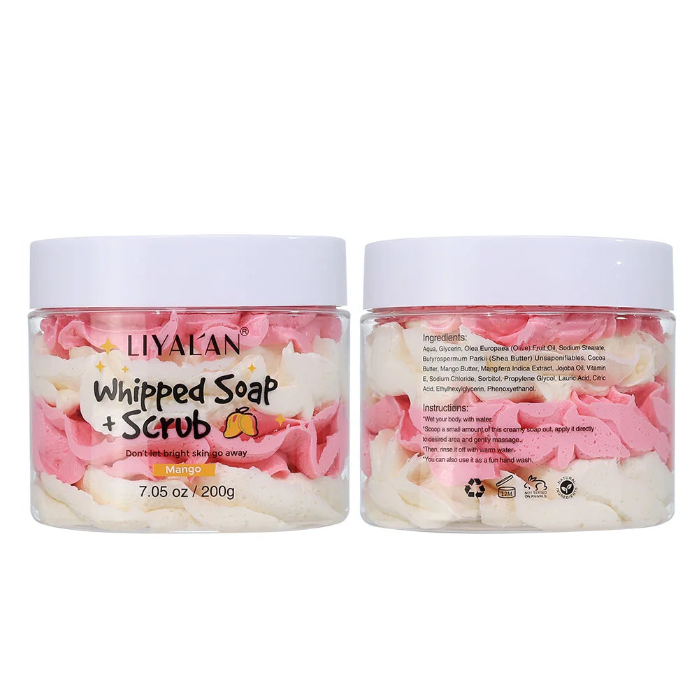 Whipped Soap Bath Cleansing Exfoliating Body Wash Moisturizing Smooth Skin Rainbow Scrub Soften Shave Vegan Handmade Shower Soap