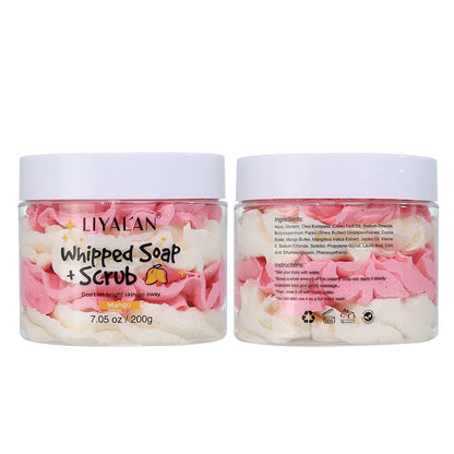 Whipped Soap Bath Cleansing Exfoliating Body Wash Moisturizing Smooth Skin Rainbow Scrub Soften Shave Vegan Handmade Shower Soap