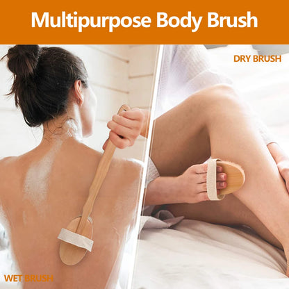 1Pc Wooden Detachable Long Handle Shower Body Brush Bathroom Wash Brushes Bathing Massager Back Exfoliating Brush Bath Tools