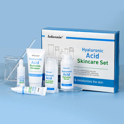 5-piece Set Hyaluronic Acid Skincare Set Essence Cleanser Eye Cream Face Cream Hydrating Moisturizing Repair Skin Care Product