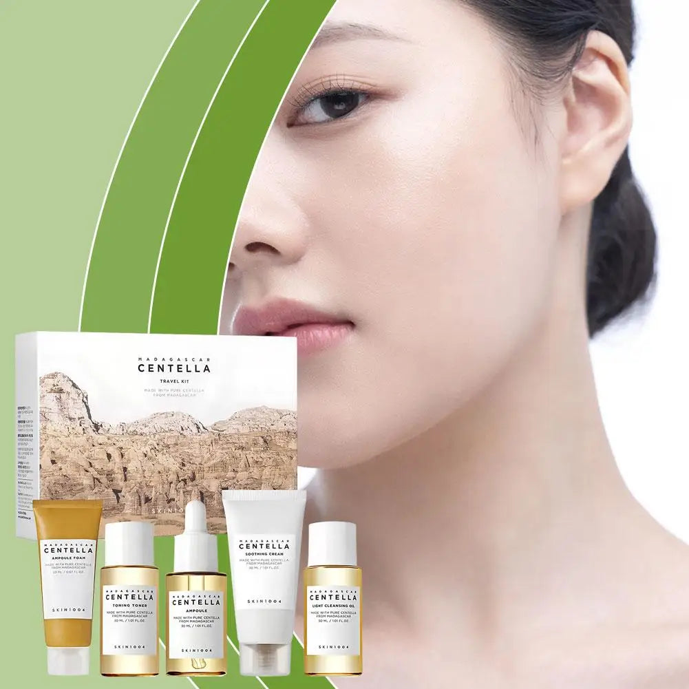 Centella Asiatica Skincare Travel Set 5 items - Toner Whitening Cream Cleansing Oil Cleanser Gently Repair The Skin Barrier
