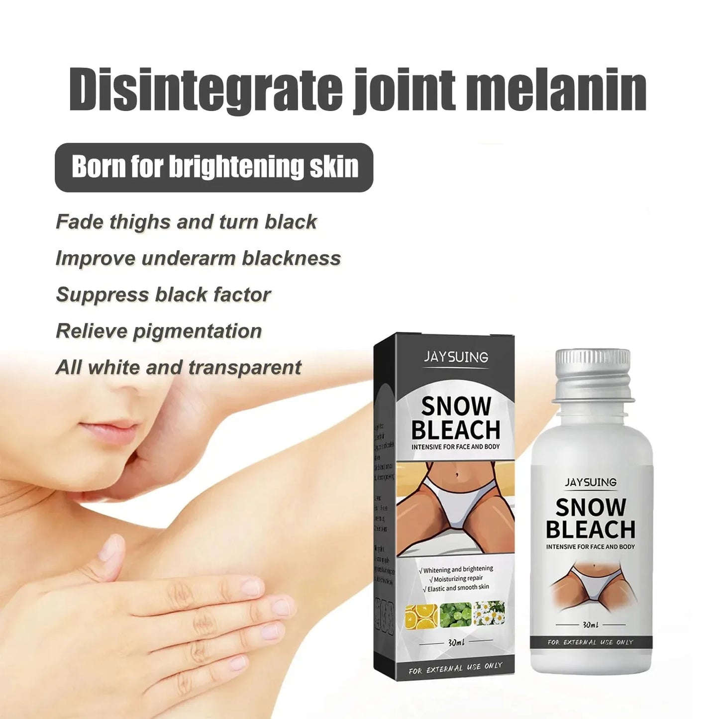 Body Whitening Bleach Cream Brighten Face and Body Removal Private Parts Underarm Elbow Knees Joint Dark Spot Melanin Cream 30ml