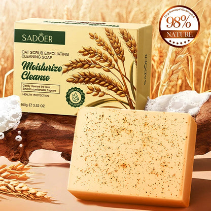 Natural Organic Oat Scrub Exfoliating Cleaning Soap Handmade Body and Face Deep Cleansing Soap Brighten Tender Skin Shrink Pores