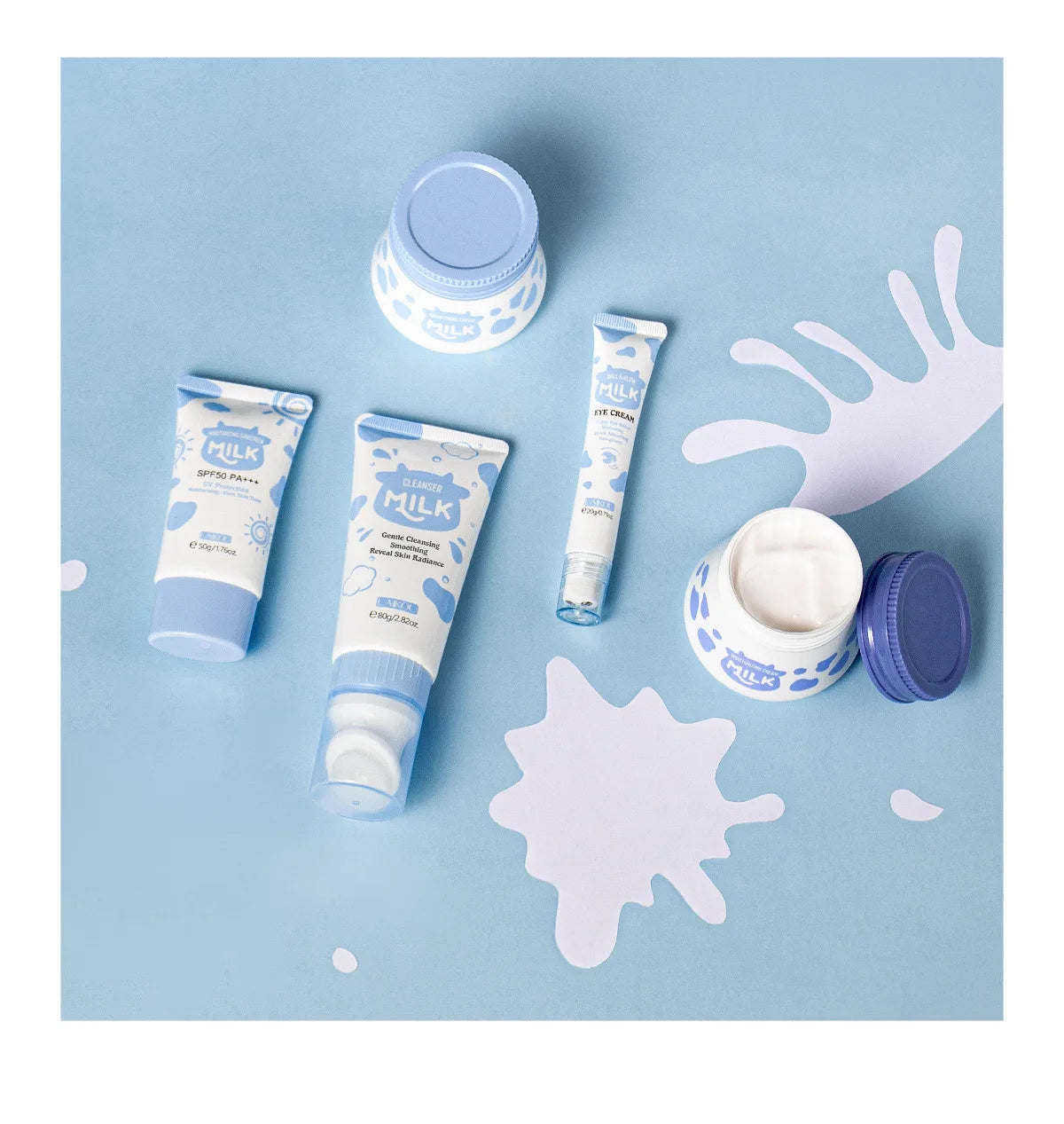 LAIKOU Milk Skincare Set 5 Pieces Nourishing Hydrating Moisturizing Brightening Facial Lasting Care Skincare Set