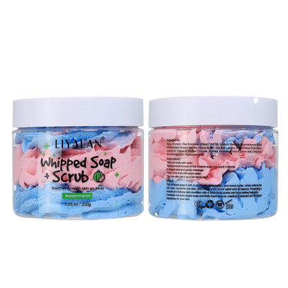 Whipped Soap Bath Cleansing Exfoliating Body Wash Moisturizing Smooth Skin Rainbow Scrub Soften Shave Vegan Handmade Shower Soap