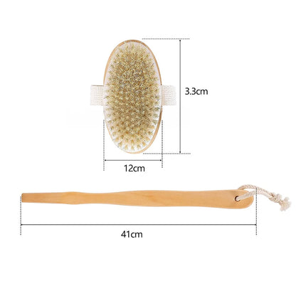 1Pc Wooden Detachable Long Handle Shower Body Brush Bathroom Wash Brushes Bathing Massager Back Exfoliating Brush Bath Tools