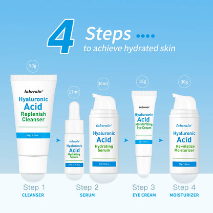 5-piece Set Hyaluronic Acid Skincare Set Essence Cleanser Eye Cream Face Cream Hydrating Moisturizing Repair Skin Care Product