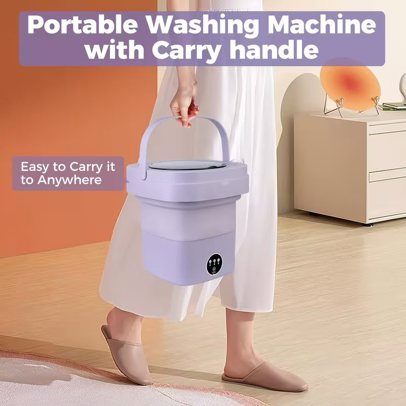 Portable Mini Foldable Washing Machine 8L with Spin Dryer and Drain Basket for Underwear Socks Baby Clothes Towels