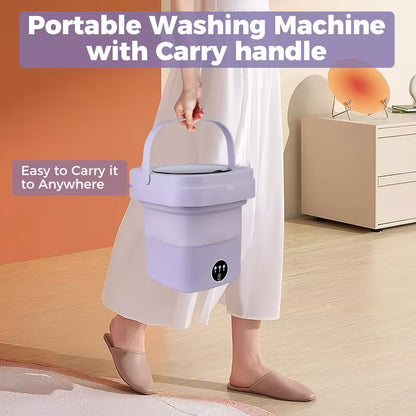 Portable Mini Foldable Washing Machine 8L with Spin Dryer and Drain Basket for Underwear Socks Baby Clothes Towels