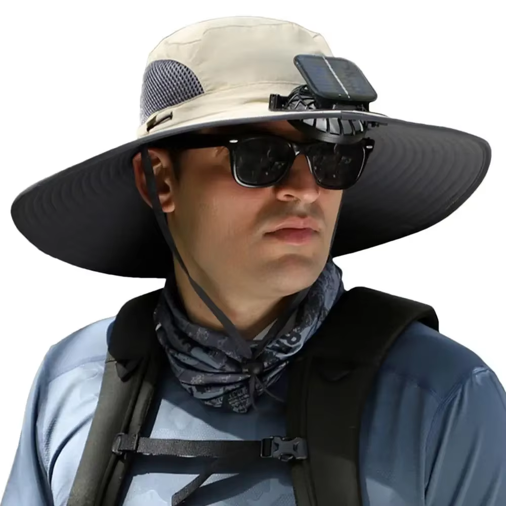 Sunscreen Sun Hat with Solar Fan Outdoor Wide Brim Sun Hat with Fan Upf50 USB Charging Wide Brim Sun Hat for Travel Outdoor