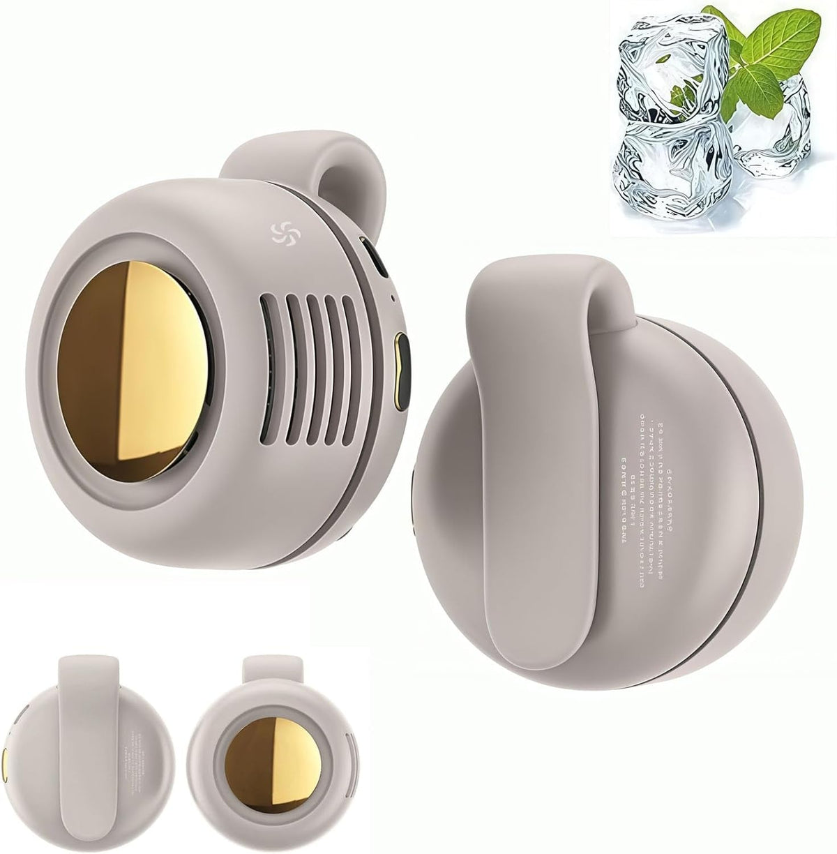 2025 New Portable Silent Mini Bladeless Electric Fan, Mini Bladeless Fan Clip On, 360° Rotatable, 3 Speeds, for Outdoor and Indoor (Beige)