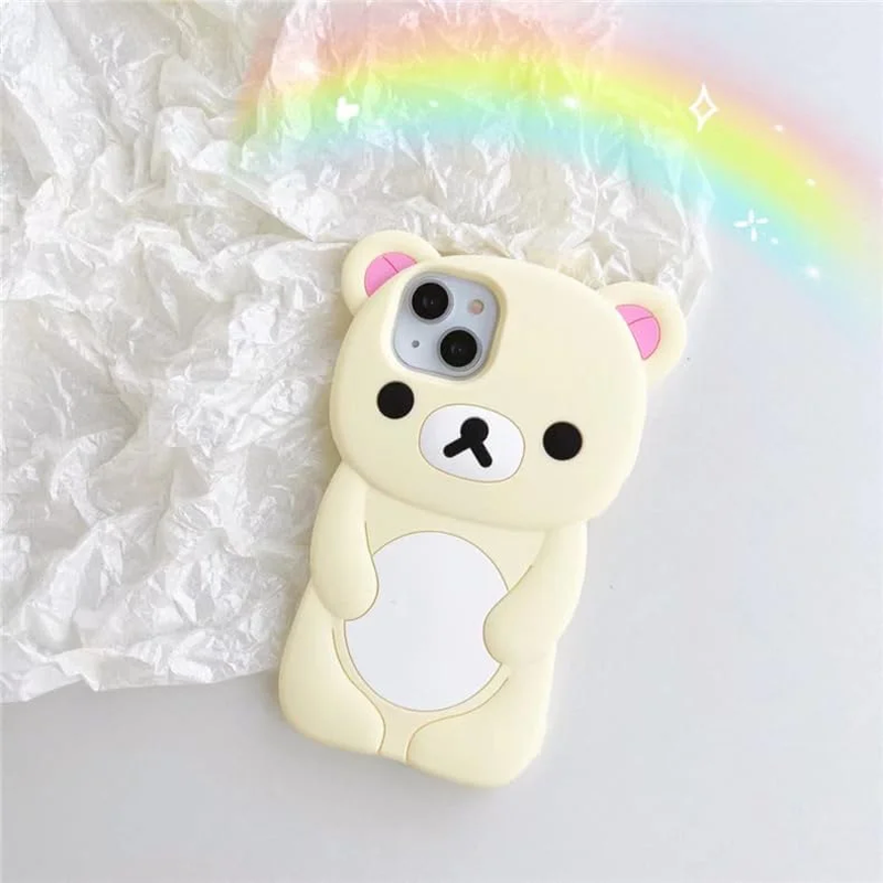 Ultra Thick Soft Silicone Case for Apple Teddy Bear Animal 3D Cartoon Japanese Cute Lovely Adorable Kawaii Kids Girls Women (Brown, for Iphone 11 Pro Max)