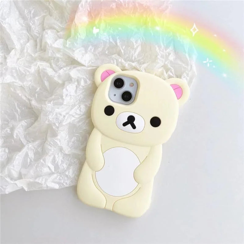 Ultra Thick Soft Silicone Case for Apple Teddy Bear Animal 3D Cartoon Japanese Cute Lovely Adorable Kawaii Kids Girls Women (Brown, for Iphone 11 Pro Max)