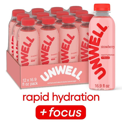 Electrolyte Drink Hydration Focus Strawberry Flavor 12 Pack Natural Energy New