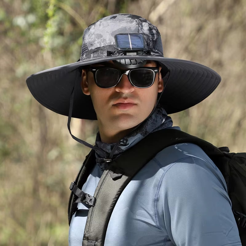 Sunscreen Sun Hat with Solar Fan Outdoor Wide Brim Sun Hat with Fan Upf50 USB Charging Wide Brim Sun Hat for Travel Outdoor