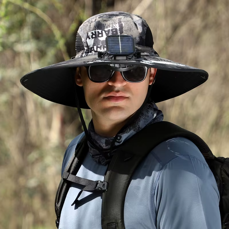 Sunscreen Sun Hat with Solar Fan Outdoor Wide Brim Sun Hat with Fan Upf50 USB Charging Wide Brim Sun Hat for Travel Outdoor