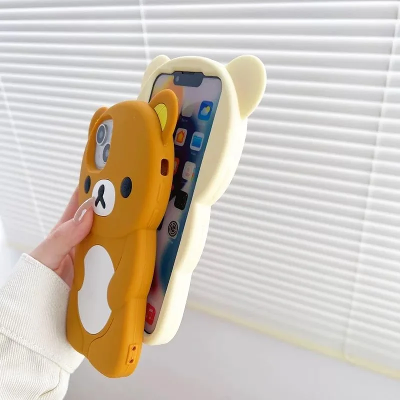 Ultra Thick Soft Silicone Case for Apple Teddy Bear Animal 3D Cartoon Japanese Cute Lovely Adorable Kawaii Kids Girls Women (Brown, for Iphone 11 Pro Max)