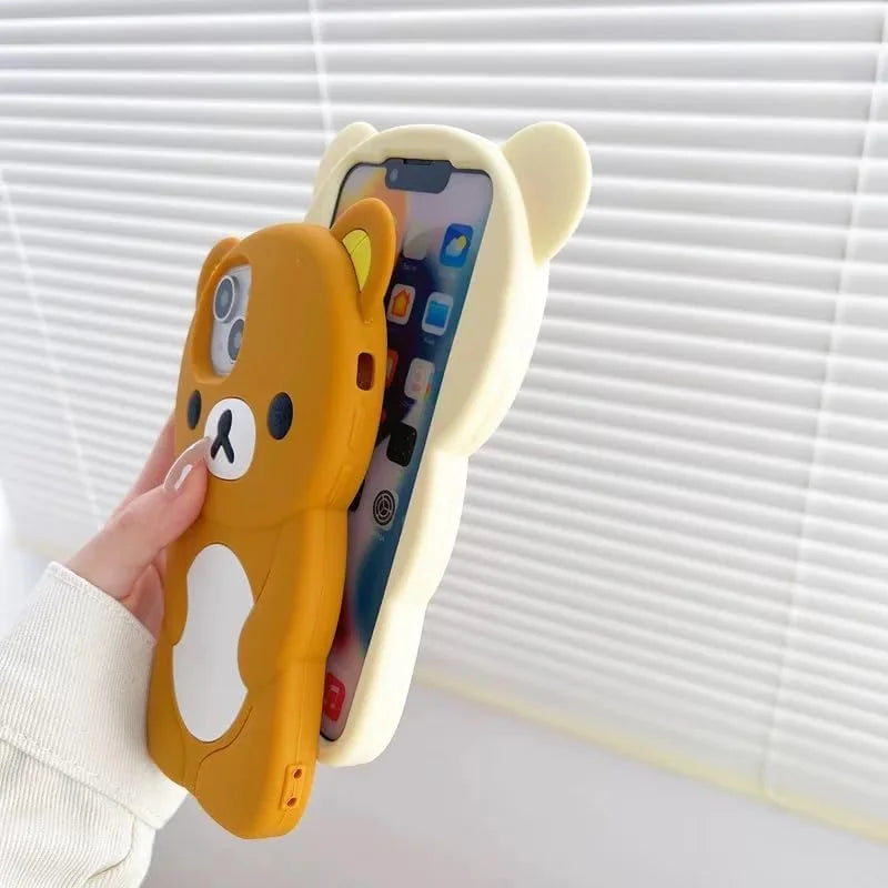 Ultra Thick Soft Silicone Case for Apple Teddy Bear Animal 3D Cartoon Japanese Cute Lovely Adorable Kawaii Kids Girls Women (Brown, for Iphone 11 Pro Max)