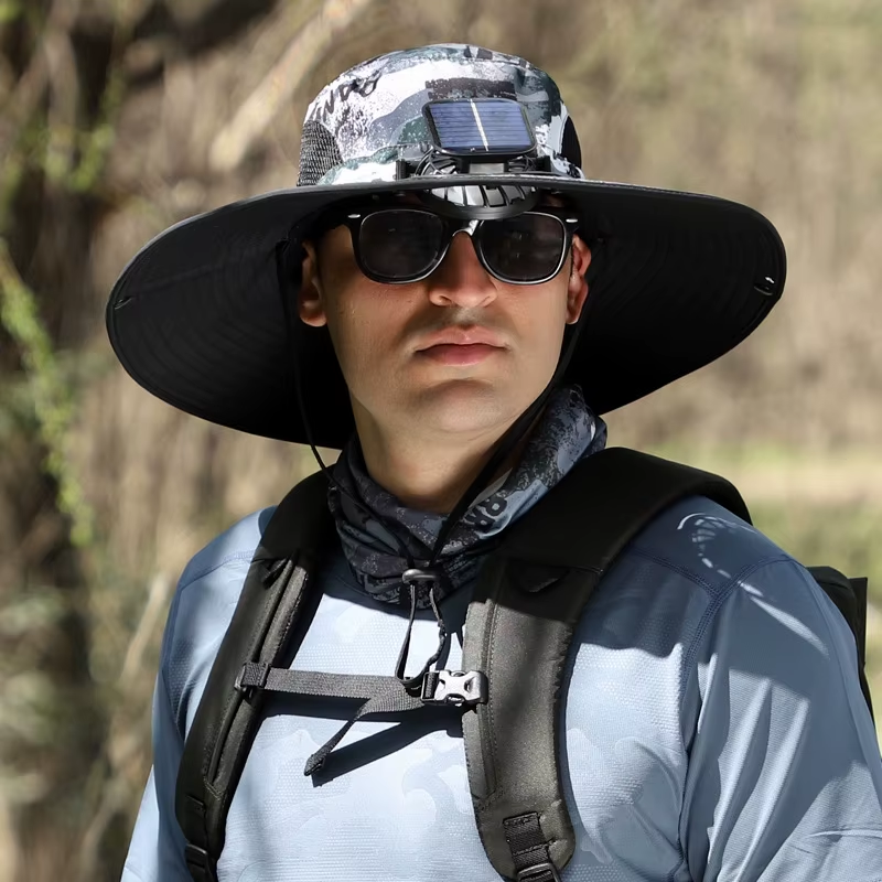 Sunscreen Sun Hat with Solar Fan Outdoor Wide Brim Sun Hat with Fan Upf50 USB Charging Wide Brim Sun Hat for Travel Outdoor